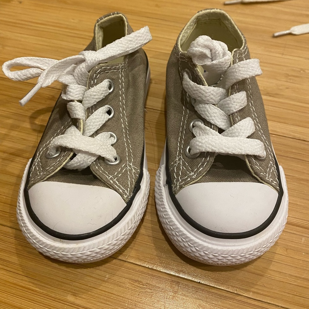 Light brown toddler converse sneakers